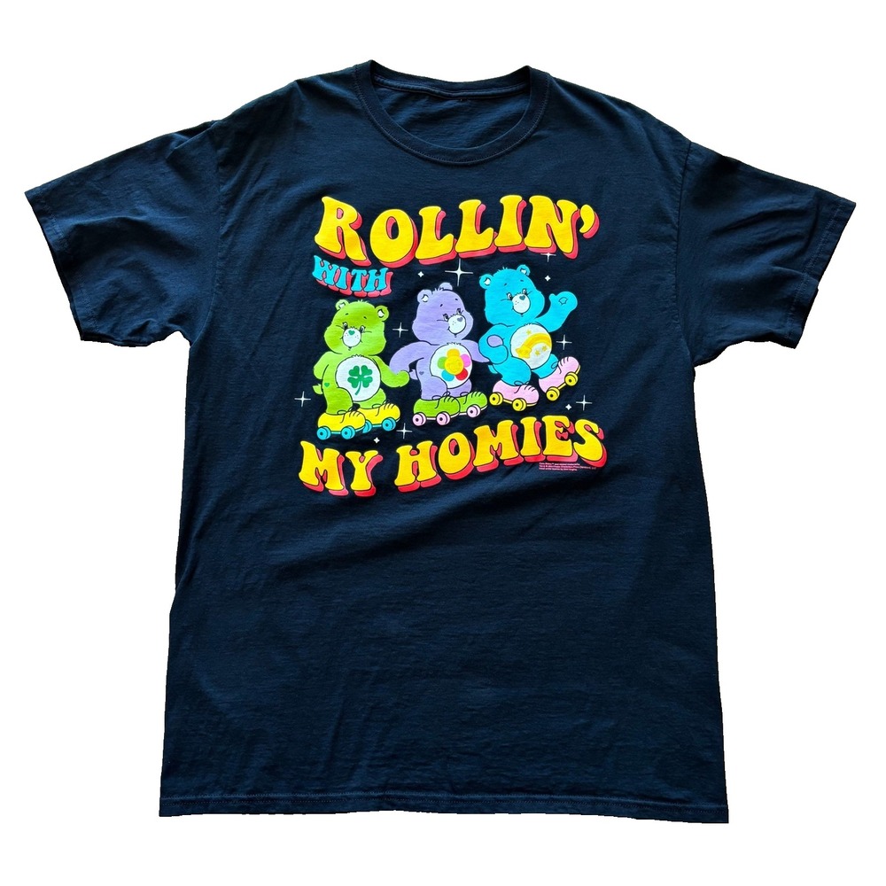 Care Bears Rollin With My Homies Graphic T-Shirt Black Roller Skating Large‎ XL